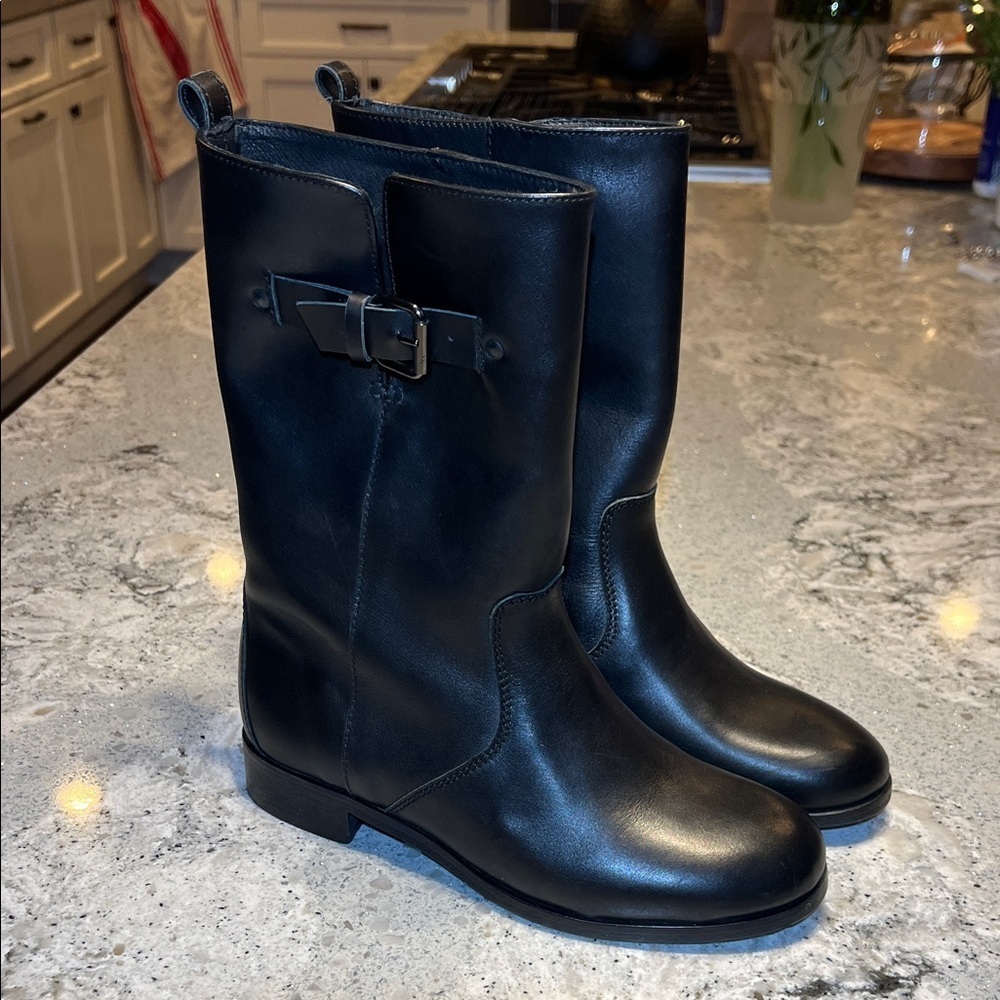 J. Crew Black Leather Billie Short Riding Boots Size 6.5